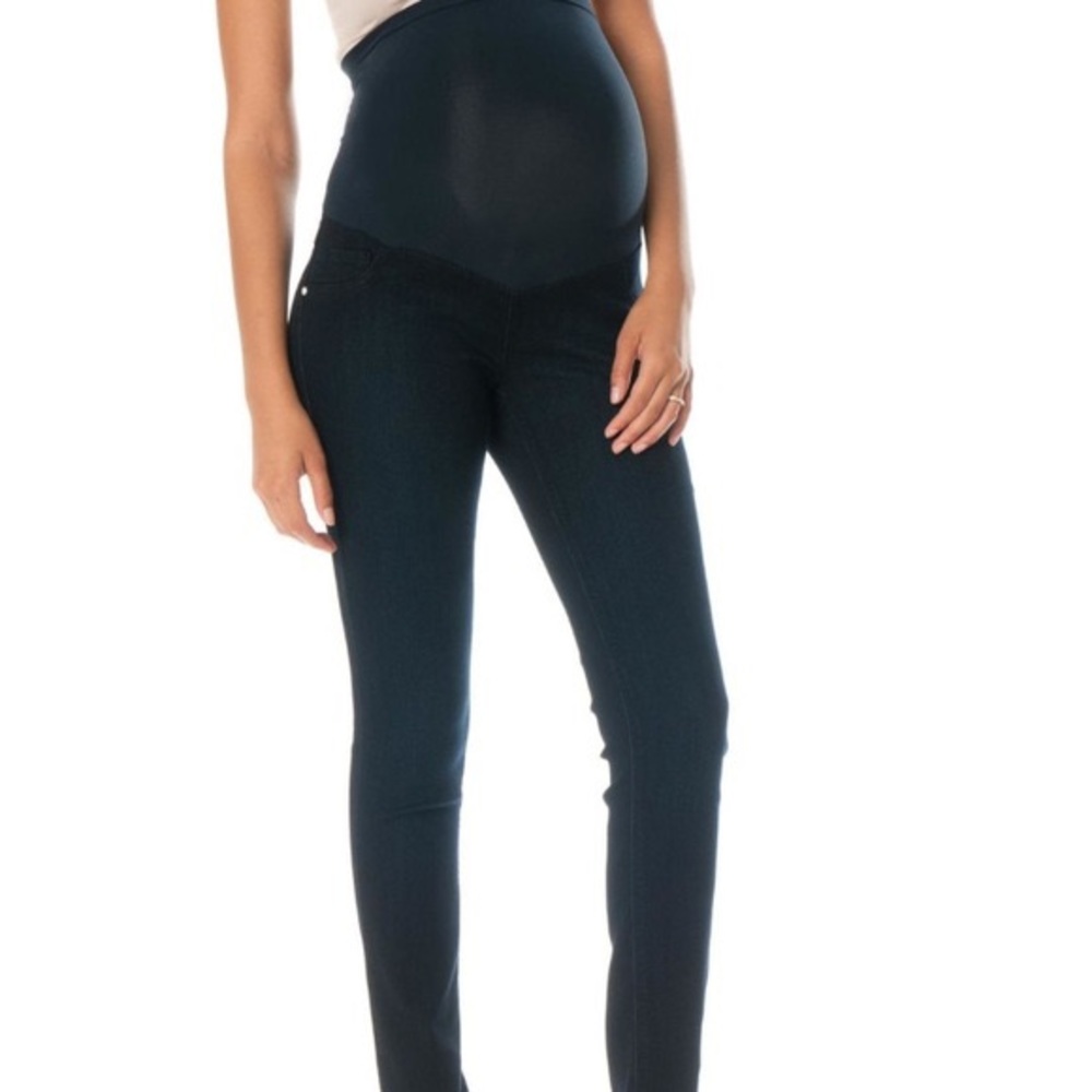 Fade To Blue dark wash cropped maternity jeans
